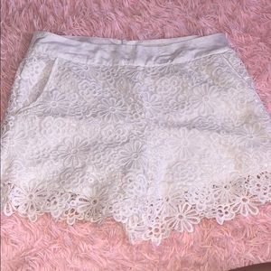 White crochet shorts